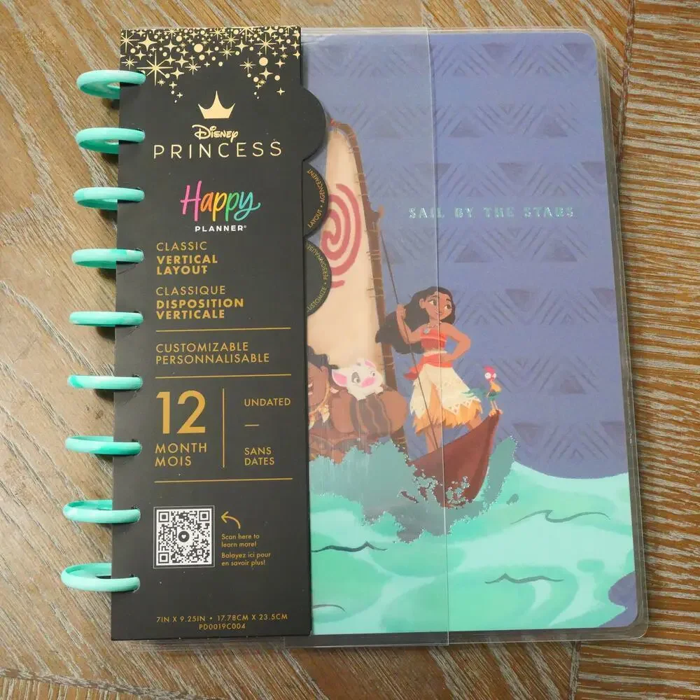 NEW Happy Planner Undated Disney Moana Customizable Classic Planner Vertical Lay
